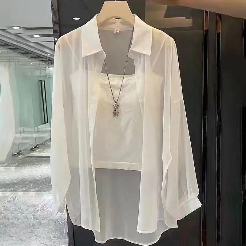 Product Introduction of Áo Sơ Mi Dài Trung Bình Thời Trang, Sợi Ngọc Trai, Dáng Rộng Rãi Và Dễ Phối Đồ Thích Hợp Cho Mùa Hè 2025 Hàng Mới Về, Áo Đi Bên Ngoài Mỏng, Quần Áo Chống Nắng, Dành Cho Nữ 14