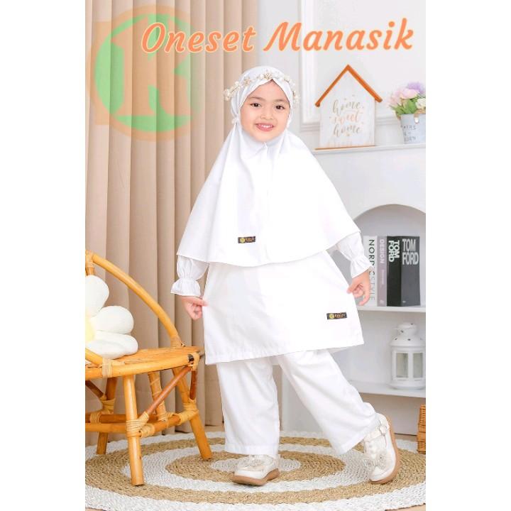 ONESET PUTIH MANASIK BY KHALID FASHION | Setelan Manasik Anak | Setelan Putih Anak Perempuan [4-14 tahun] 0