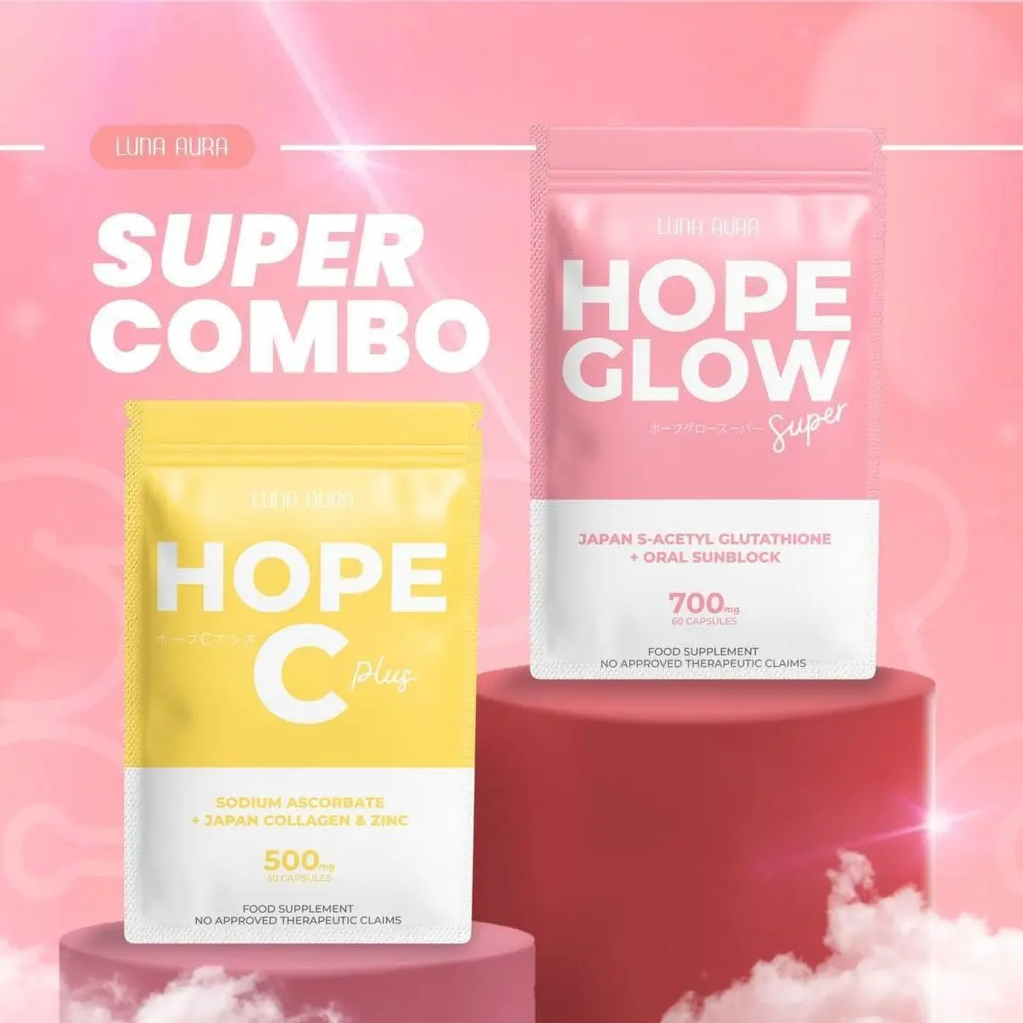 Hope Glow Super Biggie [60 capsules] by Luna Aura 700mg oral sunblock  glutathione whitening free shipping - TikTok Shop Philippines