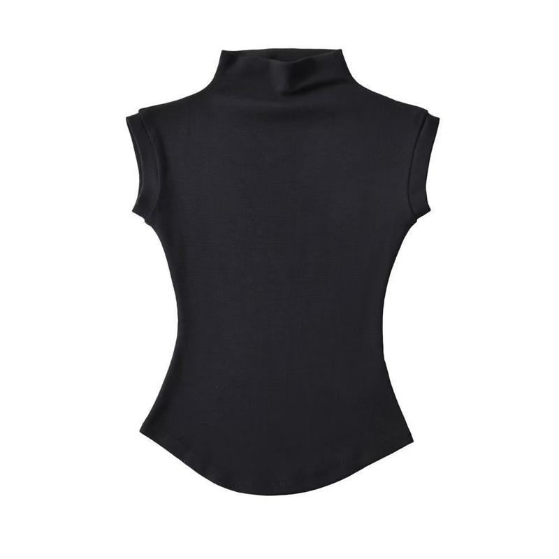 Áo Thun Tay Ngắn Cổ Lọ Nửa, Phong Cách Thuần Khiết, Dành Cho Nữ, Hàng Mới Về Mùa Hè, Gợi Cảm, Eo Bó Sát Ngắn, Áo Cô Gái Nóng Bỏng, Thời Trang Ins, Màu Trơn Top Women Cổ Tròn Umi 5