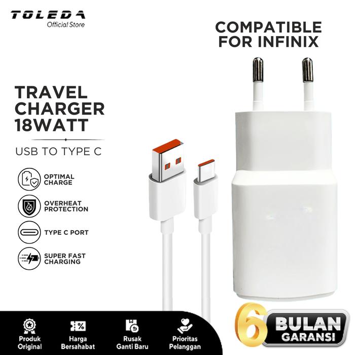 Gambar Charger 18W Compatible For Infinix Type C Fast Charge USB Port dari Toleda Indonesia Kota Tangerang Tokopedia
