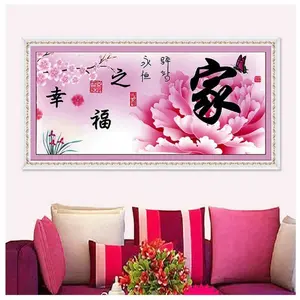 DIY Diamond Painting Full keluarga sejahtera bunga peony 82x40cm D114