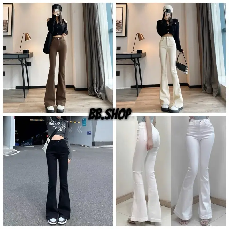 Quần jean kaki loe dáng dài 98cm-102cm (có size nấm 92cm-96cm) chất kaki thun dãn hack dáng hothit , thời trang nữ HTK store99