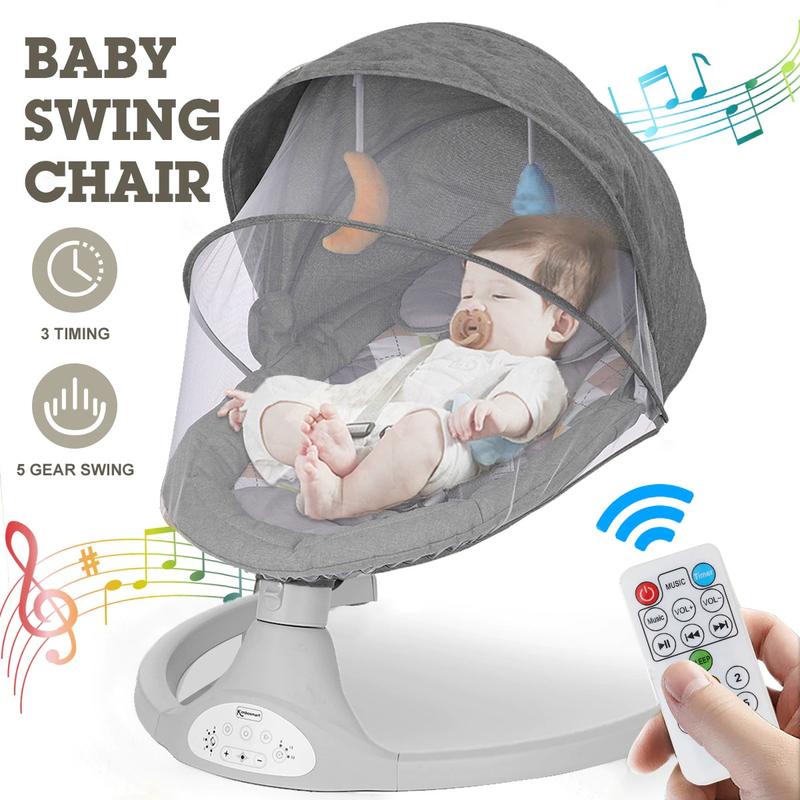 Product Introduction of Ghế bập bênh điện cho bé nôi điện cho em bé sơ sinh có nhạc - Màu Xám Voi 28