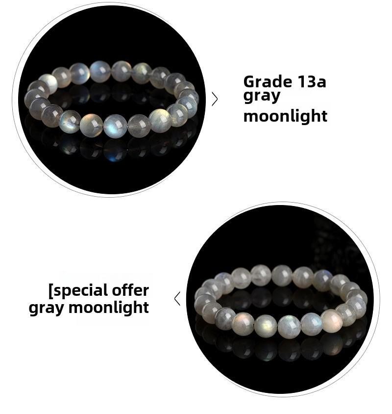 Product Introduction of Crystal Natural Moonstone Loose Beads Bracelet Net Body Color Light Gray Moonlight Labradorite round Beads Bracelet 2