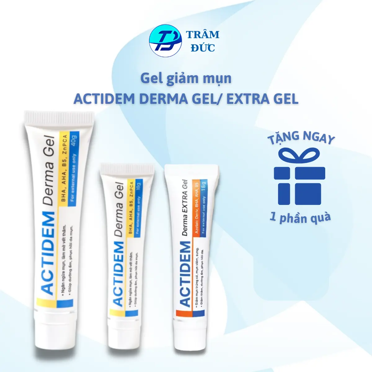 Actidem Derma Gel 18gr,40gr / Extra Gel 18gr Giảm Thâm Skincare Gel giảm mụn, dưỡng ẩm da vàng Nữ Women