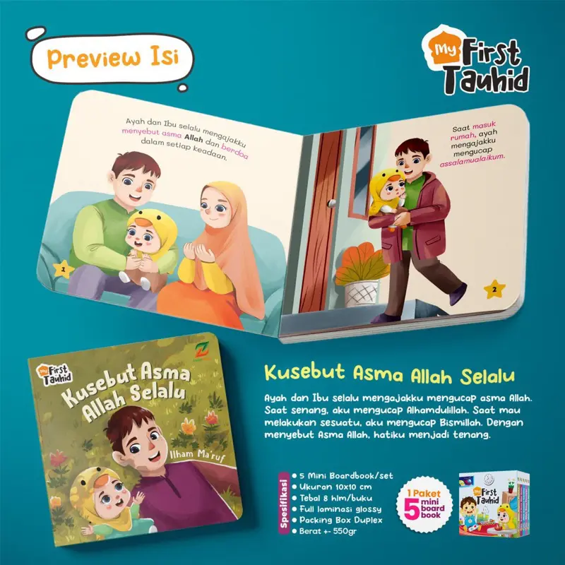 My First Tauhid - isi 5 Buku Boardbook Pengetahuan Dasar Tauhid Anak Usia 2+ Buku Cerita Anak - Ziyad Books 4