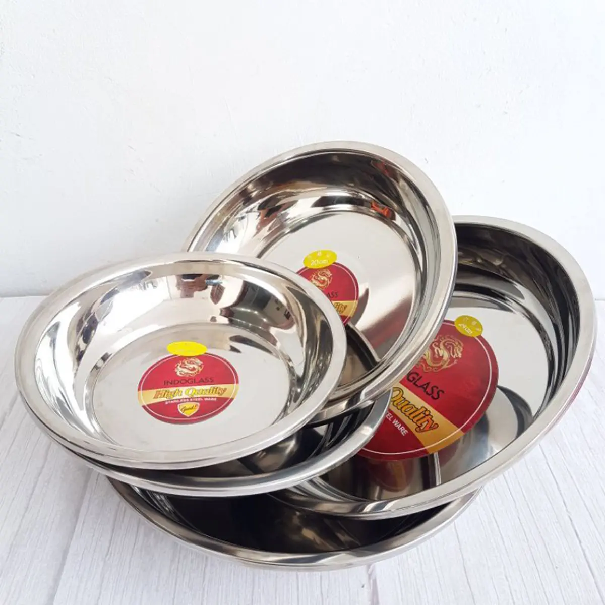 Piring Tebal Stainless Nampan Piring Makan Deep Plate/piring tebal/ws09/piring bulat tebal
