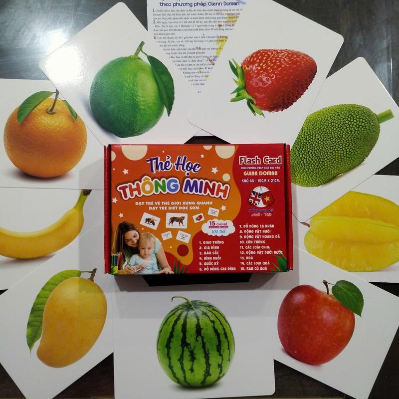 màu đỏ Bộ Thẻ Học 15 Chủ Đề Thông Minh Loại To A5 Cho Bé FlashCard Song Ngữ Việt Anh Dạy Trẻ Về Thế Giới Xung Quanh