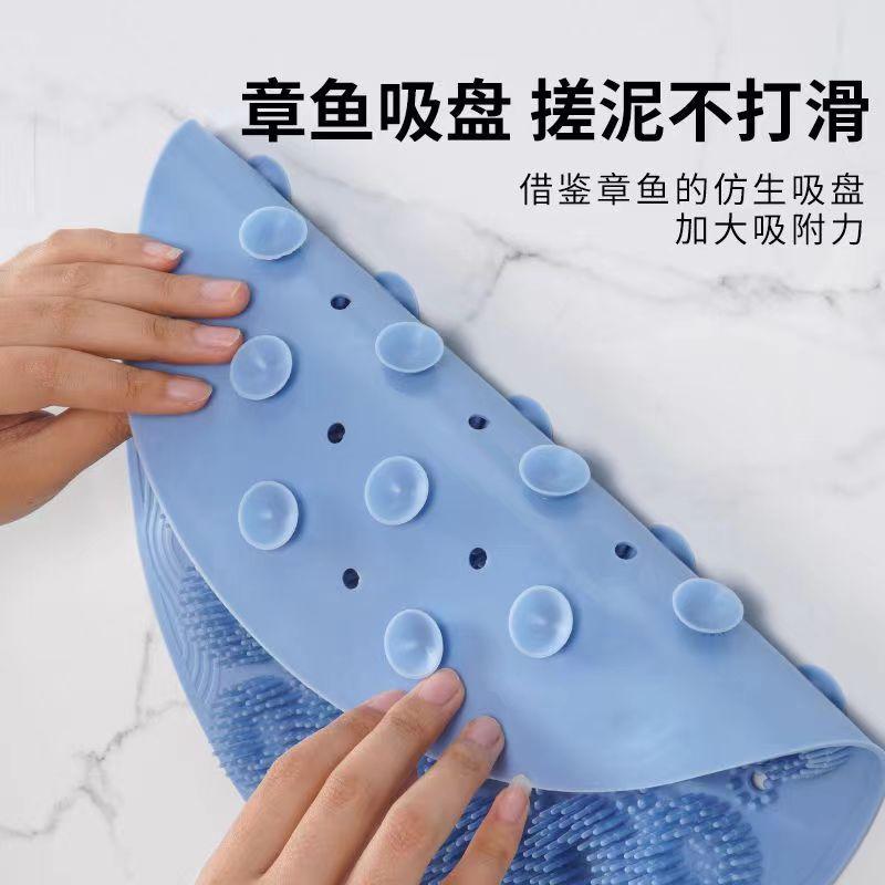 Máy chà lưng Treo Tường, Mới cho năm 2025, Bàn Chải Tắm Silicon Tự Dính, Để sử dụng trong Vòi Hoa Sen, Tấm tẩy tế bào chết không tay, Có Cốc Hút, Sử Dụng toàn thân, Chống trượt và chống va đập mát xa 2