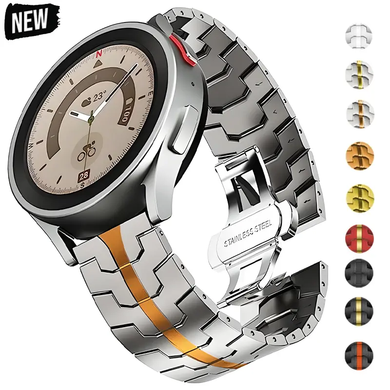 Dây đeo bằng thép không gỉ, Thiết kế sang trọng, Tương thích với Galaxy Watch 7, 6, 5, 4, 40, 44mm, 20mm, 22mm, Amazfit GTR 4, 3 / 3 Pro, 2, 2e, Dây đeo đồng Đồng Hồ nam, Thích hợp cho HUAWEI Watch GT4, 3, 2, Pro 46mm 0