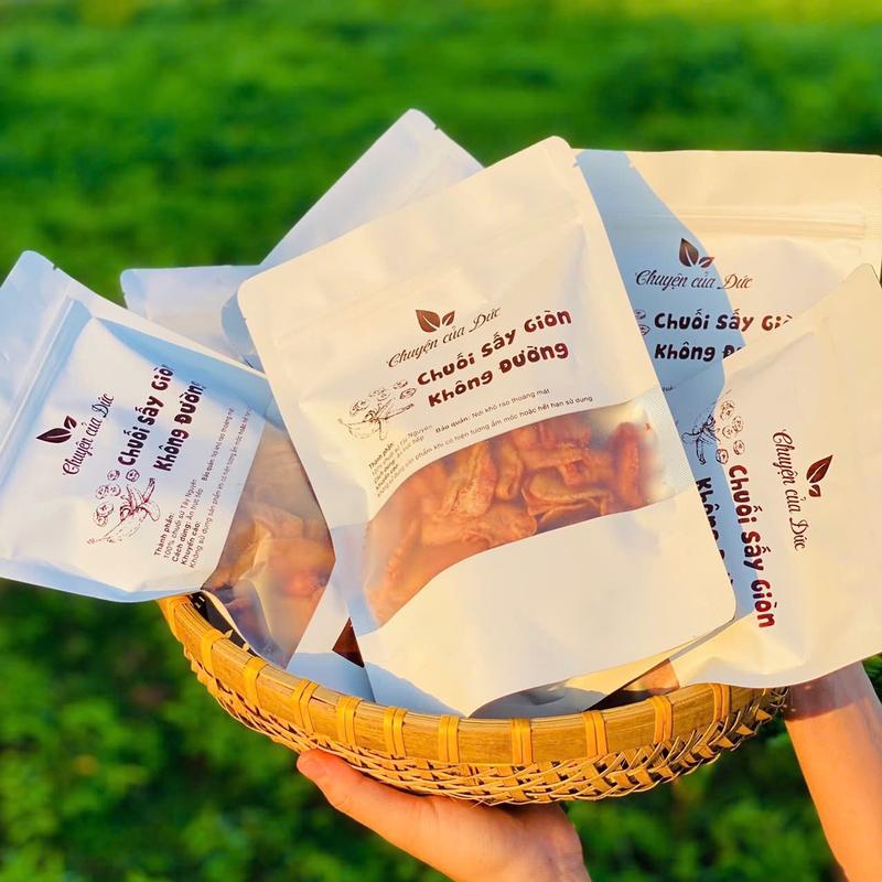    Tặng thêm 1 gói  Combo 5 túi chuối sấy giòn không đường chuối sứ sấy mộc mỗi túi 170g 
