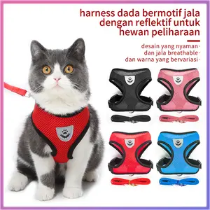 Tali Rompi Bernapas Hewan Harness Kucing Tali Tuntun Reflektif Persediaan Hewan Peliharaan
