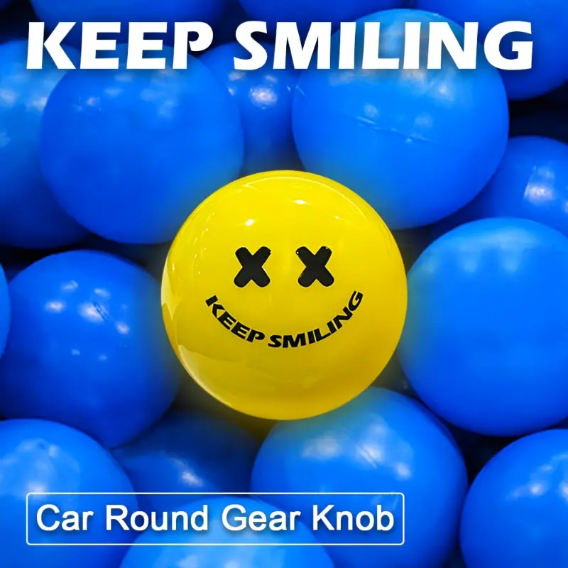 JDM Car Gear Shift Knob - Yellow joyful Face Design, Acrylic Material, Fits Most Manual Transmission Vehicles, Includes Adapter for Easy Installation, Car Interior Upgrade | Cheerful Car Accessory | Acrylic Gear Knob 2
