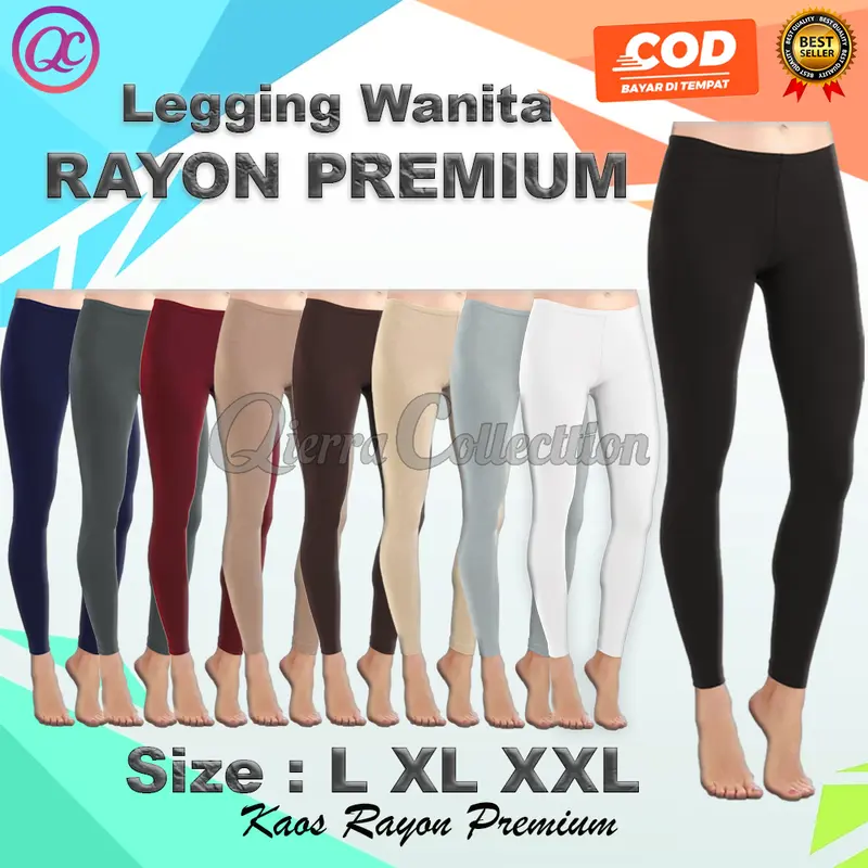 Legging Polos Warna Bahan Spandex Rayon Dan Jersey Super size L, XL, XXL READY STOK Wanita Celana Panjang Tebal Dewasa Hitam 2