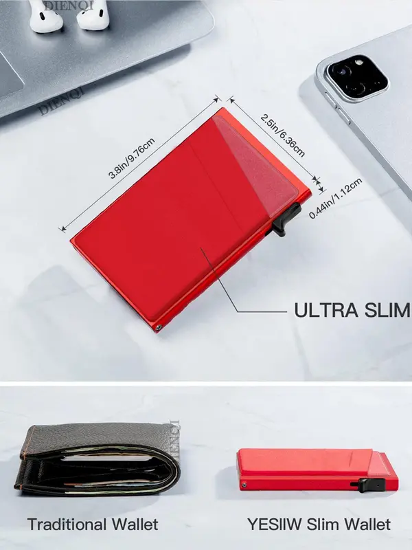Minimalist Rfid Blocking Card Holder, Organizer Storage, Slim Thin Card Case with Automatic Pop-up Slot for Men, Money Clip & Lightweight Portable Card Holder, Card Organizer, Wallet for Men, Office Accessories 8