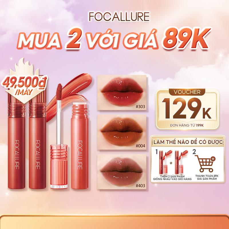 【 Voucher 129K Focallure son tint bóng jelly clear lip gloss lâu trôi mềm mịn lên màu