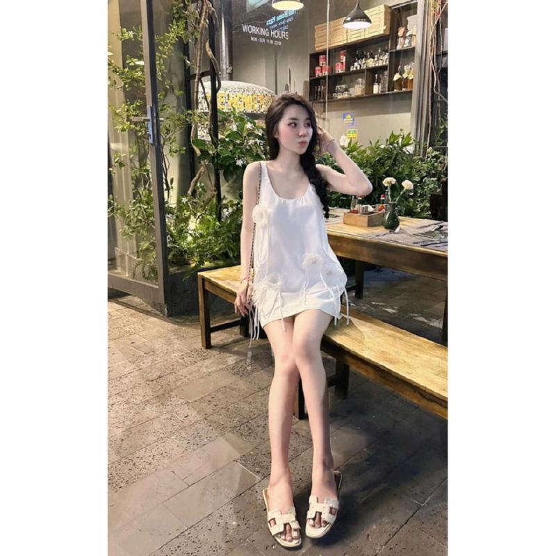 [ 40 - 110kg] Váy suông gắn hoa, đầm bigsize đi chơi đi tiệc chất chéo Hàn 3