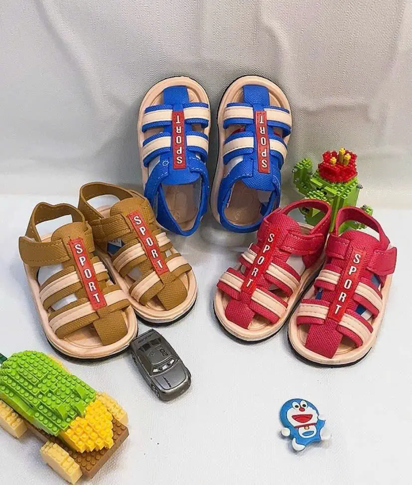 Combo 2 Đôi Sandal Rọ Kèn Xốp Siêu Nhẹ Tập Đi Cho Bé Đế Chống Trượt Màu Nâu Đỏ Xanh