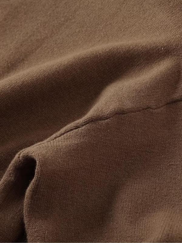 Men's Solid Color Half Button Drop Shoulder Sweater, Loose Casual Long Sleeve Round Neck Jumper for Fall & Winter, Men's Knitwear for Daily Wear 3