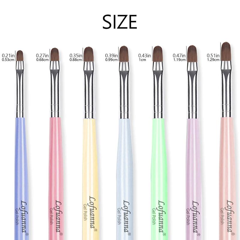 Gel Nail Brush Set, 7 Counts/set Poly Extension Gel Brushes with Box, Professional Nail Nail Art Design Tool Kit for Home and Salon Use 1