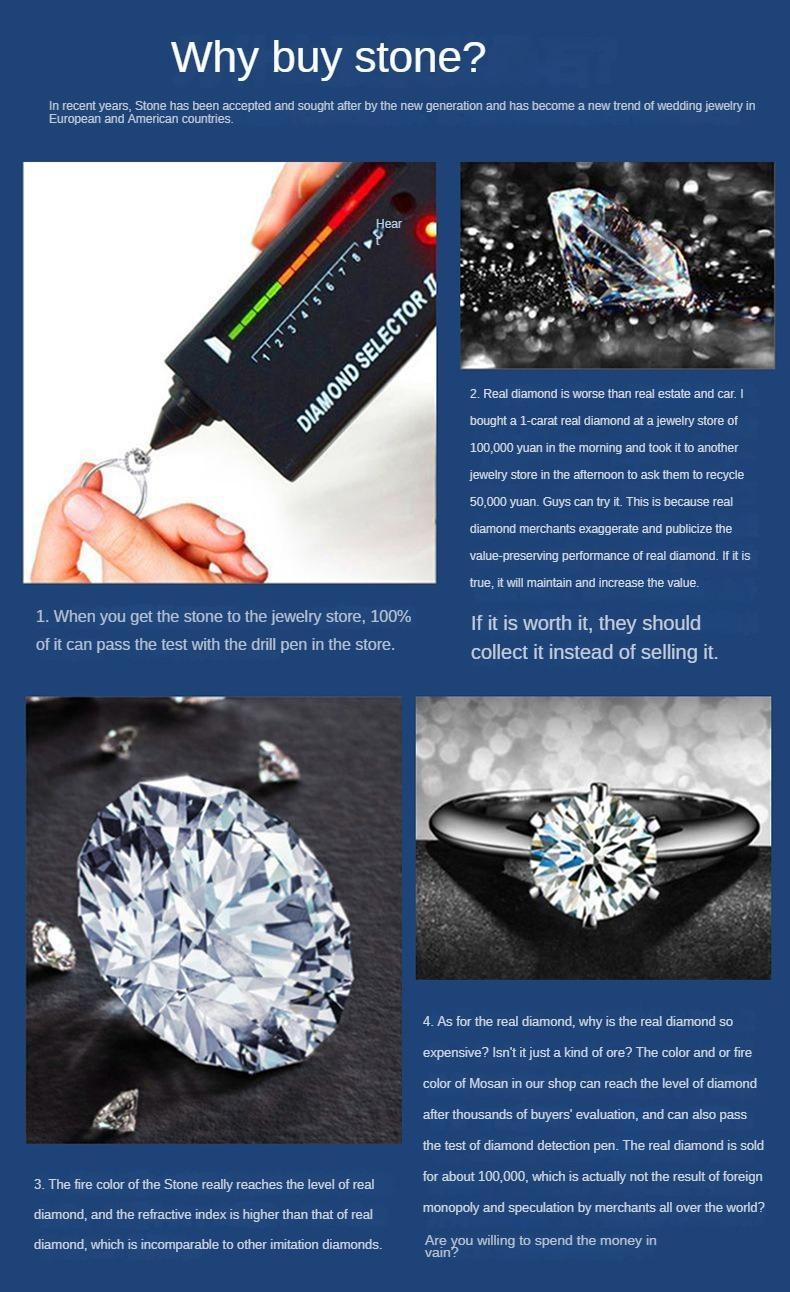 Product Introduction of S925 Sterling Silver Earrings Plated Pt950 Moissanite Stud Earrings Women's High-End Classic Four-Claw D Color 50 Points Moissanite Earrings JFK 7