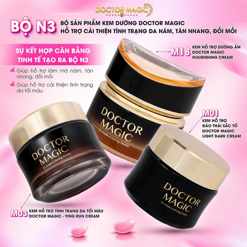 N3 (1+3+18)- Bộ Sản Phẩm Kem Dưỡng Doctor Magic Hỗ Trợ Cải Thiện Tình Trạng Da Nám, Tàn Nhang, Đồi Mồi gồm: Kem Hỗ Trợ Đào Thải Sắc Tố + Kem Hỗ Trợ Tình Trạng Da Tối Màu + Kem Hỗ Trợ Dưỡng Ẩm - Làm Đẹp Da