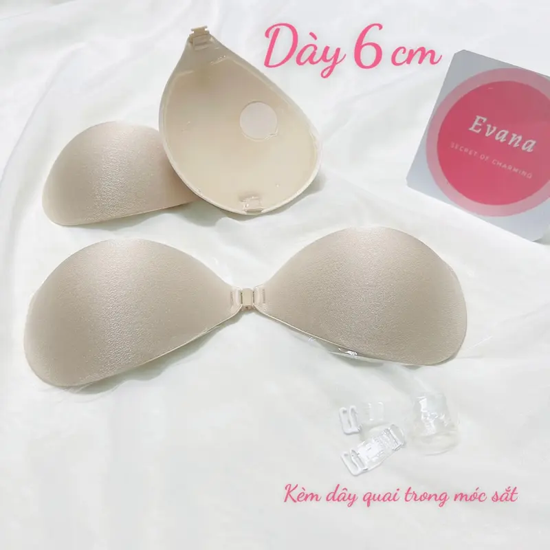 [A355][Hàng Đẹp Móc Sắt] Áo Lót Dán EVANA Đệm Dày Mút Trơn Chất Su Mềm, Miếng Dán Nâng Đẩy Vòng 1 Cho Nữ Bra 1