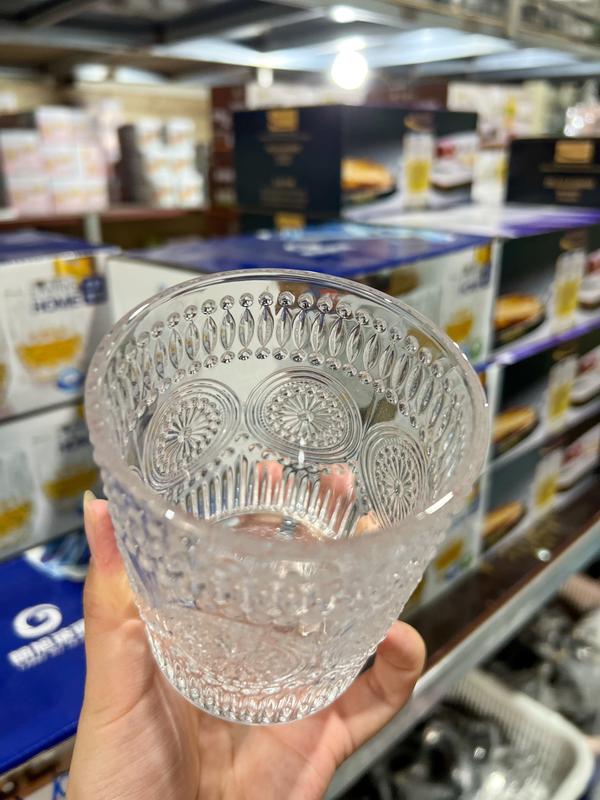  Bộ 6 cốc ly thuỷ tinh hoạ tiết dập nổi hoa mặt trời decor cao cấp sang trọng 