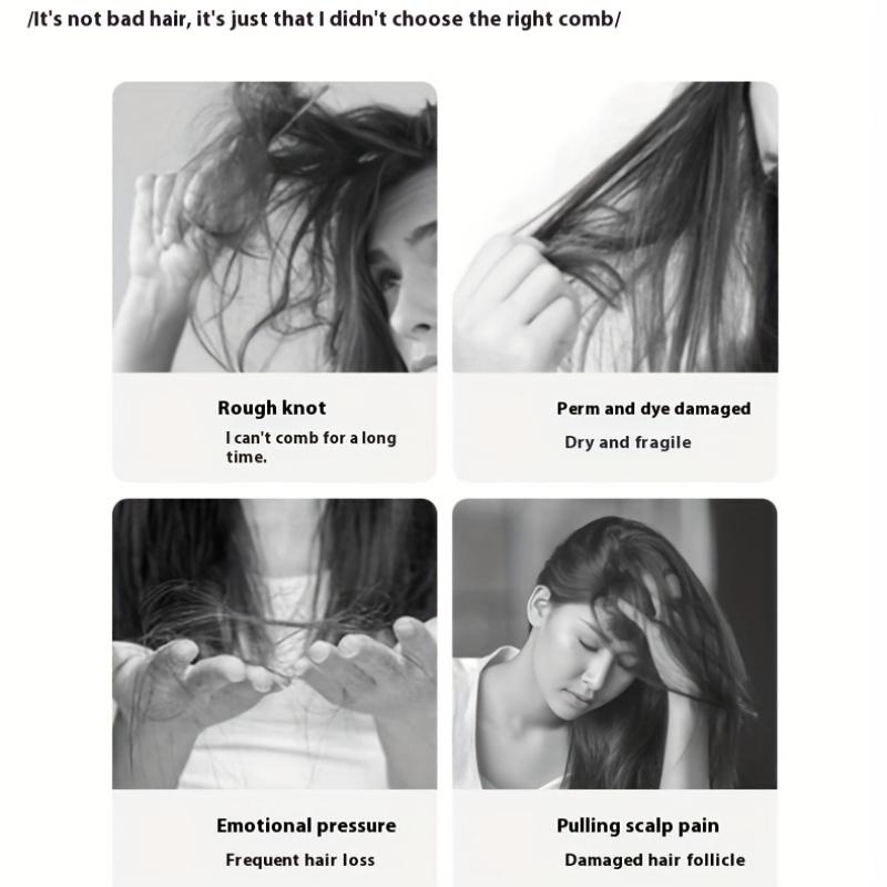 3D Scalp Massage Hair Comb - Wet & Dry Use, Hollow-Out Design for Smooth Styling, Fluffy Shell Shape, Durable ABS Plastic Handle 2