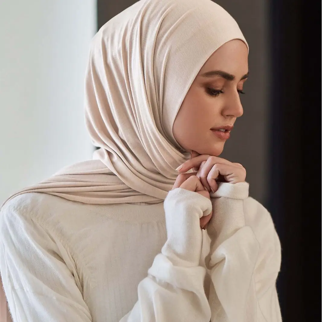High Quality Monochrome Modal Curling Mercerized Cotton Scarf Jersey Headcloth Veil Scarf Shawl