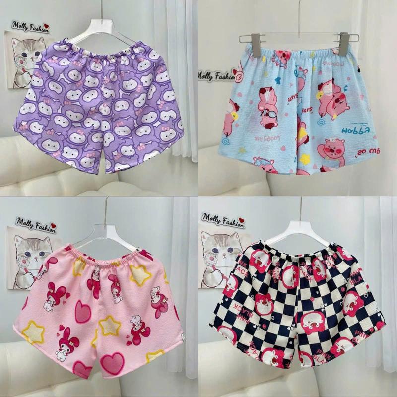 com bo 3-4 quần đùi bé gái HỌA TIẾT GẤU DÂU COROMI chất thun hàn size 9-44kg M11