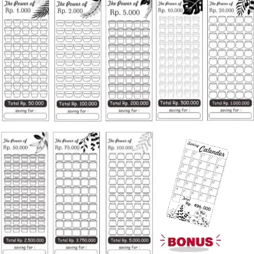Kertas challeng Box/dompet ploting keuangan ( Kulit PU Polos Bunga Setrip Polka Dot Dompet Kartu Wadah/Dompet Koin Dompet Lipat Tiga Dompet Pendek Dompet Panjang Kertas Challenge)