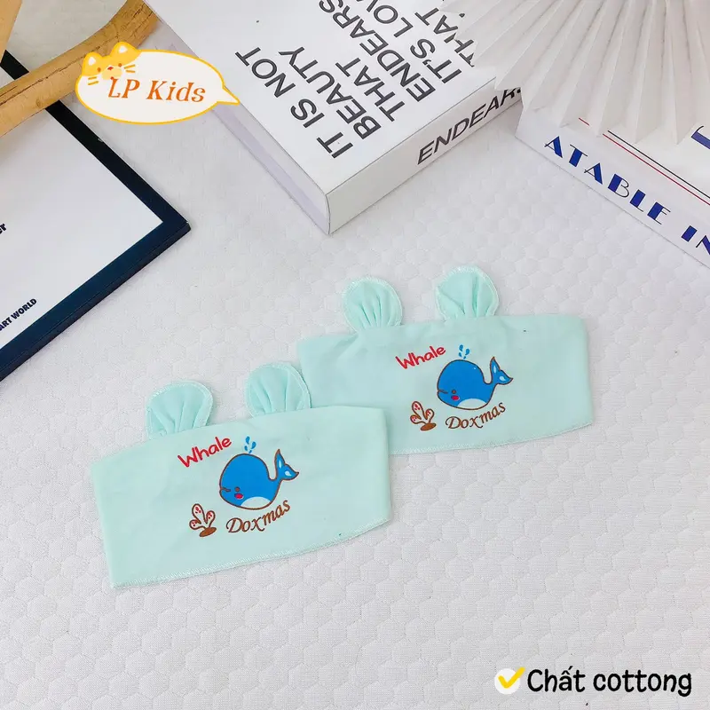 Combo 3/5 Che Thóp Cho Bé Sơ Sinh Cotton Tai Thỏ Họa Tiết Dễ Thương CT01 3