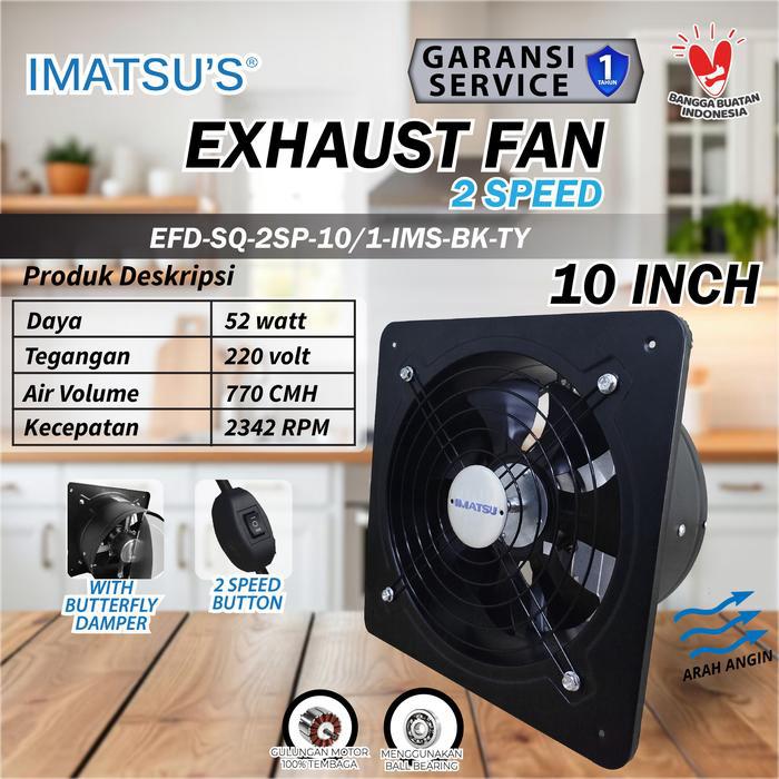 Gambar IMATSU'S Exhaust Fan 10 Inch 220V 2 Speed Butterfly Damper Kipas Ventilasi Dinding Ducting Dapur Toilet dari CKE Fan Official Kota Administrasi Jakarta Barat Tokopedia