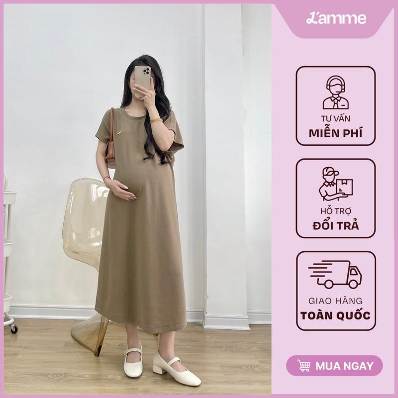 [L'AMME] Váy bầu đầm bầu Celi thiết kế giả yếm thanh lịch, nữ tính, sang trọng phối tay bồng dáng tiểu thư, hợp đi làm công sở, dạo phố Lamme