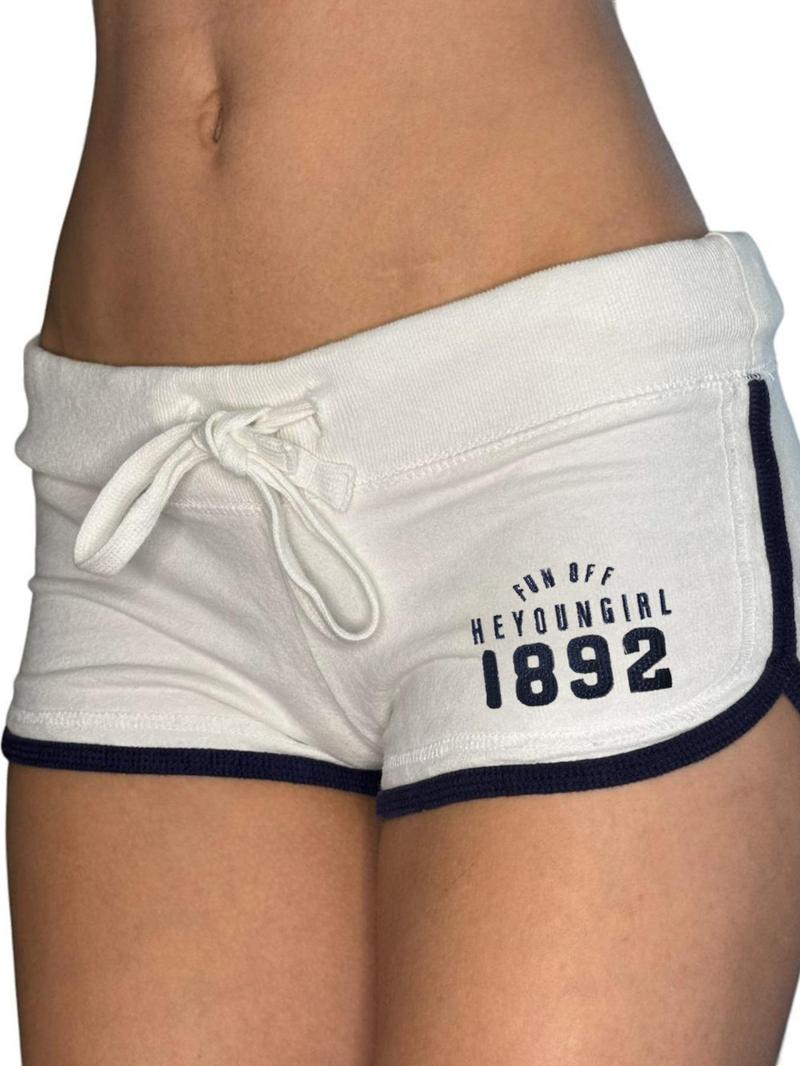 Product Introduction of Women's Letter Print Drawstring Waist Shorts, Casual Comfy Shorts for Summer, Ladies Bottoms for Daily Wear 3