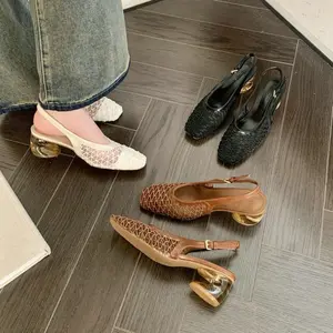 [COZY] Mia Sandal Heels Wanita Model Kepala Persegi Terbaru Hak Tebal Unik Fashion Korean Kekinian