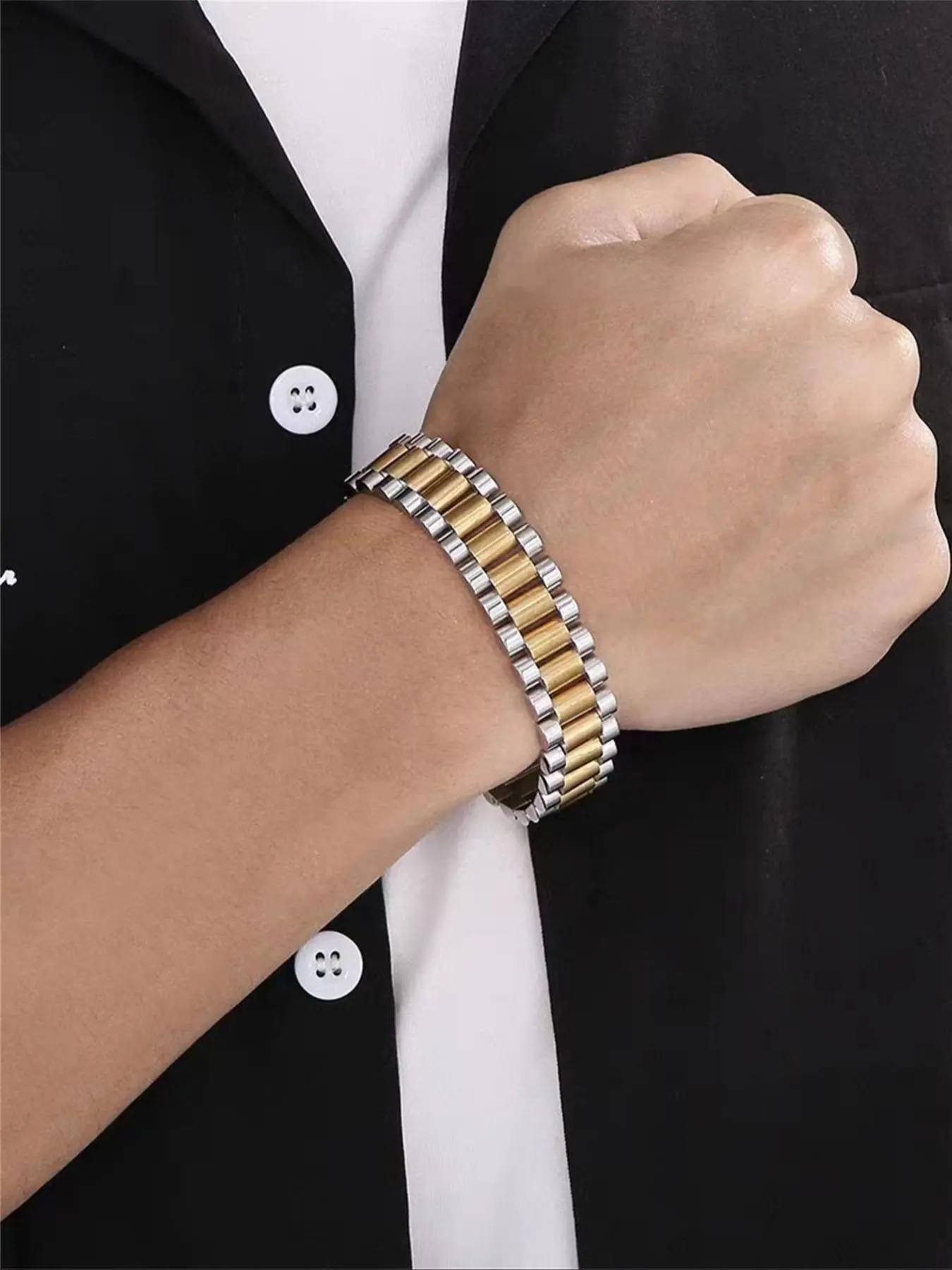 Men's Street Trend Minimalist Chain Bracelet, 2024 New Trendy All-match Cuban Chain Matching Bracelet, Fashionable Vintage Jewelry As Birthday Gift for Boyfriend