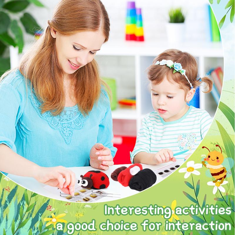 Product Introduction of Seven-Star Ladybug Wool Felt Pendant DIY Wool Felt Punching Fun Material Kit for Children and Adults Handmade Toy 4
