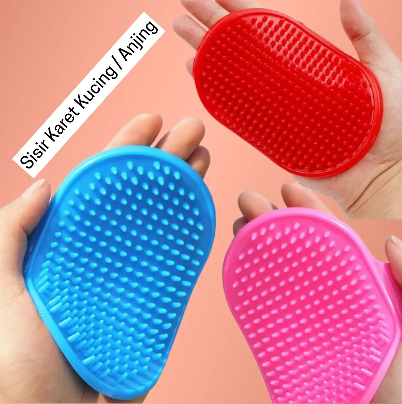 Sisir Mandi Kucing Anjing Sikat Karet Grooming Kucing Anjing Kelinci Warna Random