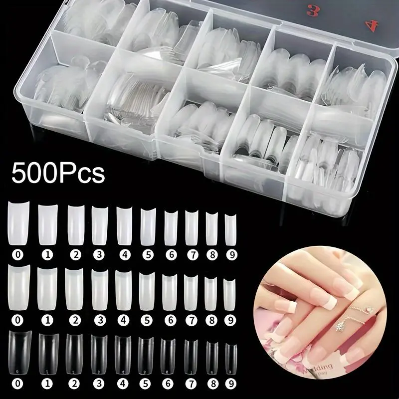 Transparent & Clear Fake Nail Tips, 500pcs/box French Style Acrylic Nail Tips, Nail Art Kits for Women & Girls, Manicure Accessories 3