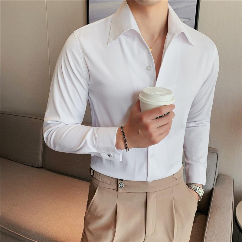 Áo Sơ Mi Button-Down Cổ V Chất Liệu Vải Chống Nhăn Form Slimfit Hàn Quốc Màu Đen VINTINO Menswear Shirt Có Cổ sominam dep