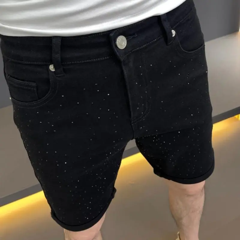 Quần Jean Thứ Năm, Thương Hiệu Thời Trang Thiết Kế Khoan Nóng Của European Station, Quần Short Denim Màu Đen, Quần Nam, Quần Trung, Mỏng, Cao Cấp, Phong Cách Hàn Quốc, Thích Hợp Cho Mùa Hè 5