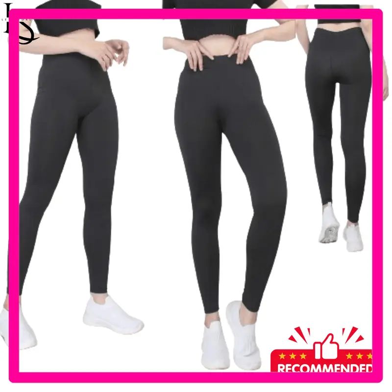 Legging Wanita Kaos Tebal Jumbo Polos Hitam Rayon Soft - Fit Panjang Standar Dewasa Celana Lembut Nyaman 0