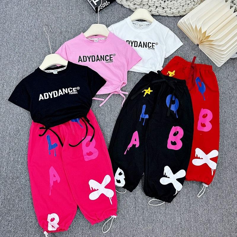Bộ quần áo bé gái Hiphop Dance AB áo rút dây quần bo gấu (ảnh thật) 10-30kg XHN1550