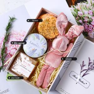 Set Kotak Hadiah Tablet Mandian Bunga Kering, Penjagaan Peribadi, Hadiah Kreatif, Sesuai untuk Hari Lahir, Perkahwinan dan Perayaan, Boleh Digunakan sebagai Cenderamata sabun  donut  shaniena