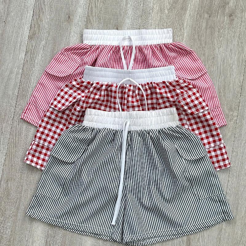 [ Quần túi hộp ] Quần short kate nữ họa tiết kể sọc lưng chun dây form đẹp Women