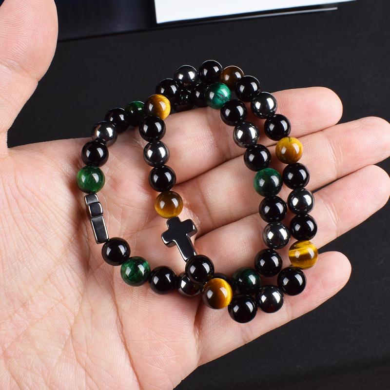 Product Introduction of Vòng Tay Bảo Vệ Ba Lần, Được Làm Bằng Hematite Tự Nhiên, Đá Mắt Hổ Đen Và Hạt Đá Mắt Hổ, Thích Hợp Cho Phụ Nữ Và Nam Giới, Vòng Tay Chéo, Mang Lại May Mắn, Hiệu Ứng Bó Sát 7