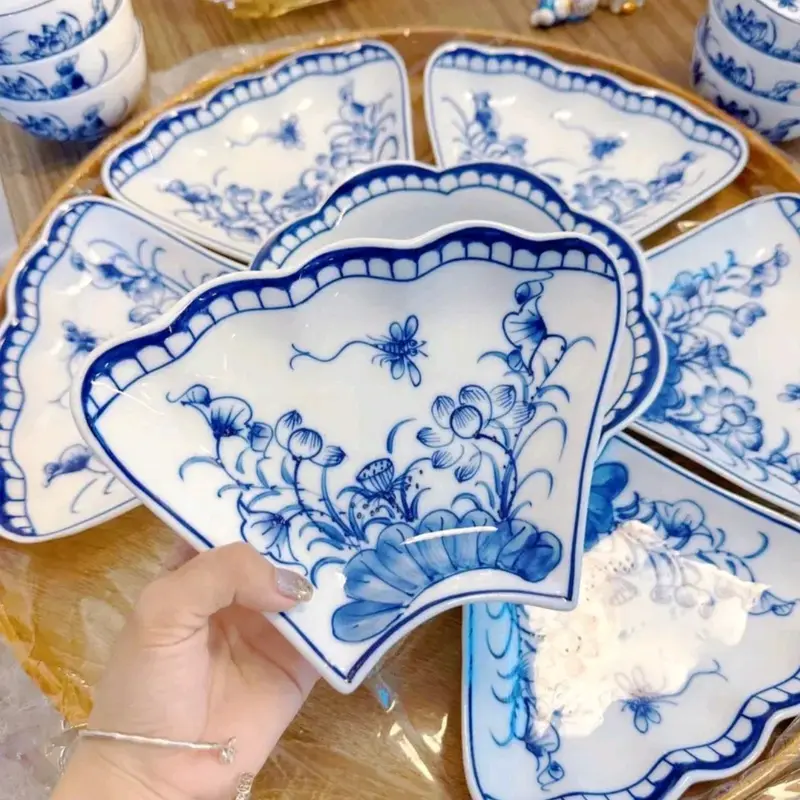 Bộ bát đĩa hoa mặt trời hoạ tiết SEN CHUỒN VẼ KỸ 7